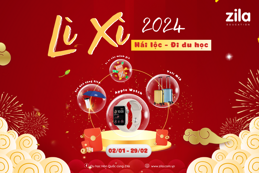 Sự kiện Lì xì 2024 Hái lộc Đi du học Hàn Quốc - Zila Education